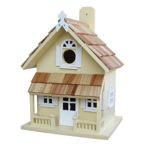 Yellow Victorian Cottage Wood Outdoor Birdhouse-0