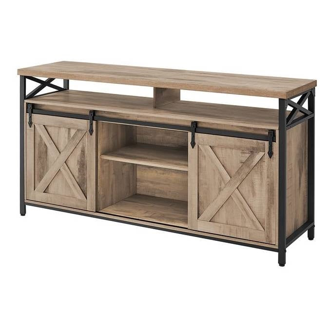 Modern Farmhouse TV Stand with Sliding Barn Doors for TV up to 65-inch-1