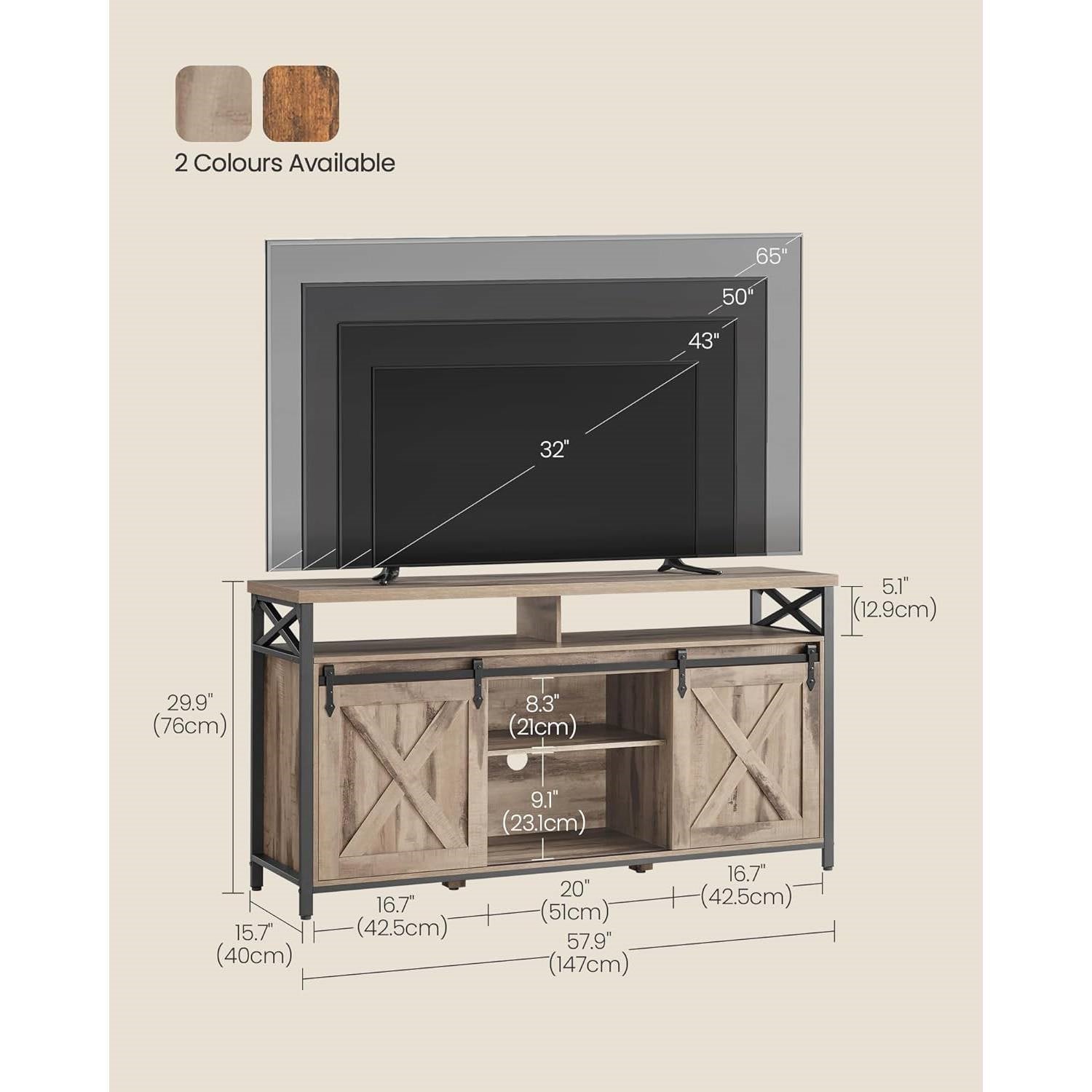 Modern Farmhouse TV Stand with Sliding Barn Doors for TV up to 65-inch-4