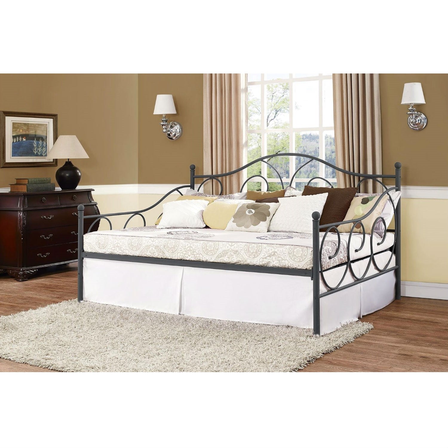 Full size Metal Daybed Frame Contemporary Design Day Bed in Bronze Finish-1