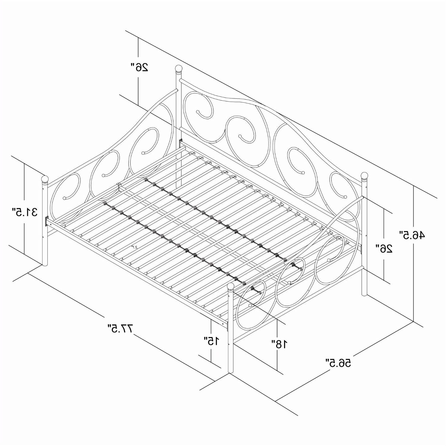 Full size Metal Daybed Frame Contemporary Design Day Bed in Bronze Finish-2