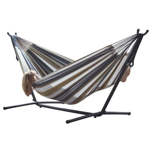 Desert Moon Pattern Cotton Hammock with 9-FT Steel Stand-0