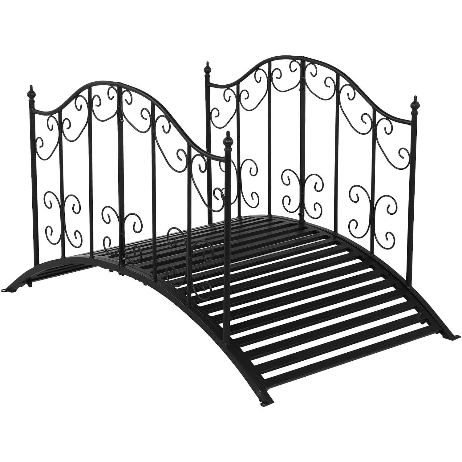 Sturdy Outdoor Rust-Proof 4-Foot Black Metal Arch Garden Bridge-0