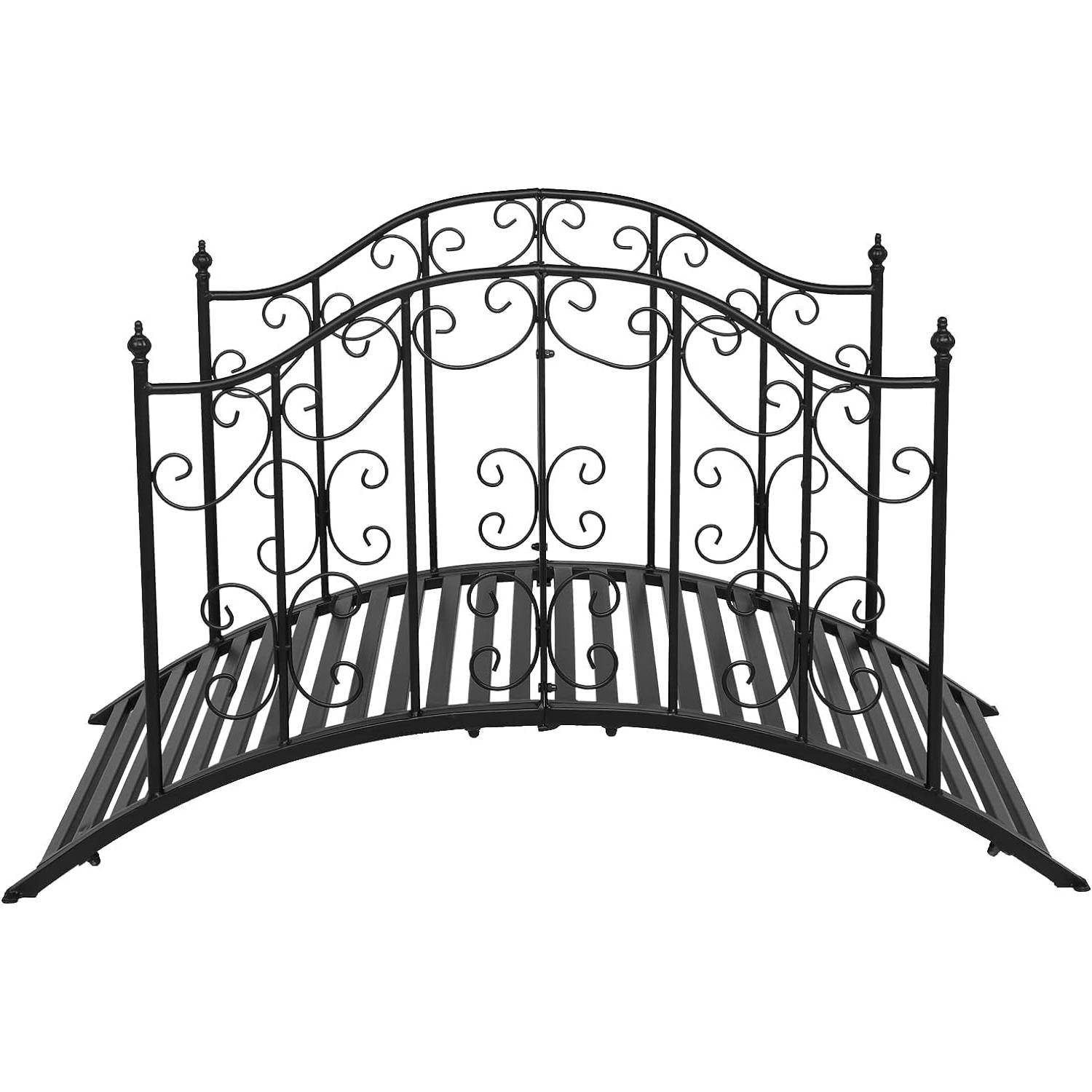 Sturdy Outdoor Rust-Proof 4-Foot Black Metal Arch Garden Bridge-1