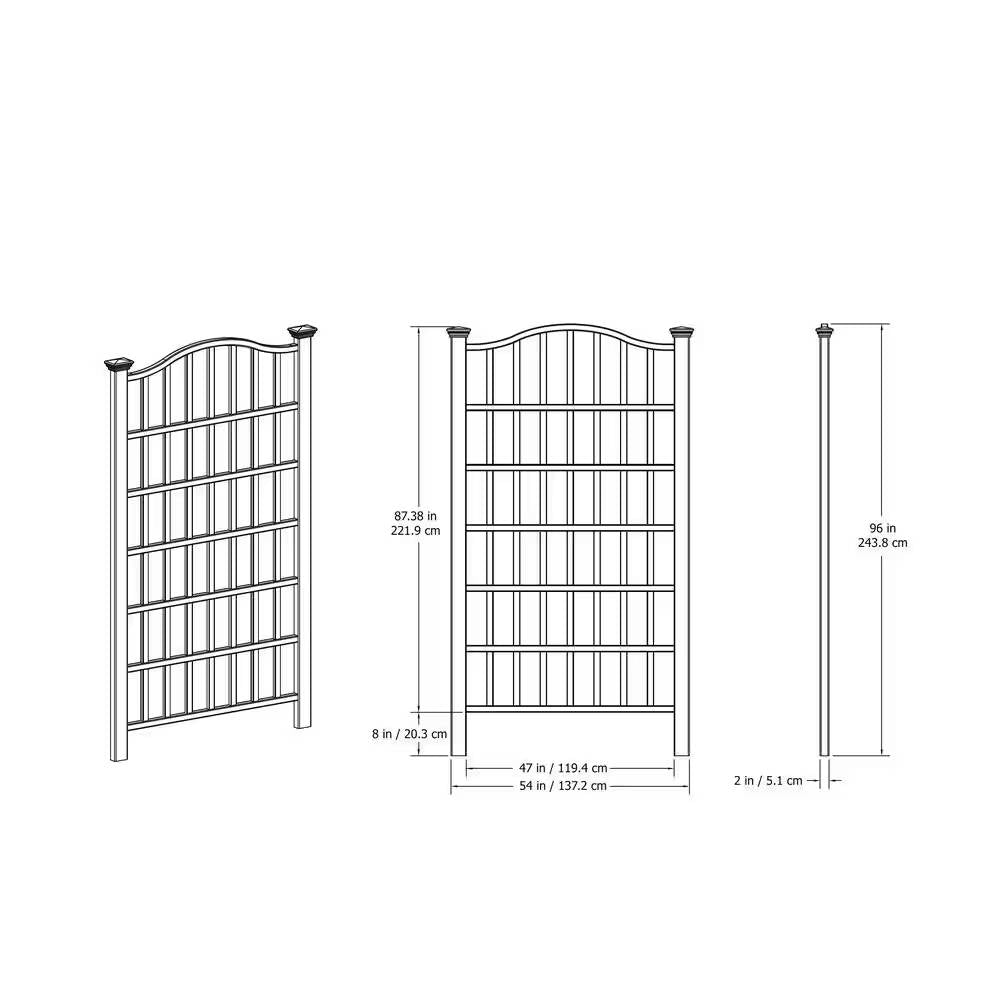 Large 8-Ft x 4.5-Ft Outdoor White Vinyl Garden Trellis Privacy Screen-4