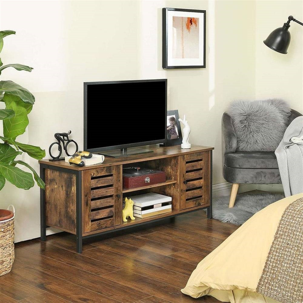 Modern Mid-Century Industrial Metal Wood TV Stand for TV up to 50-inch-2