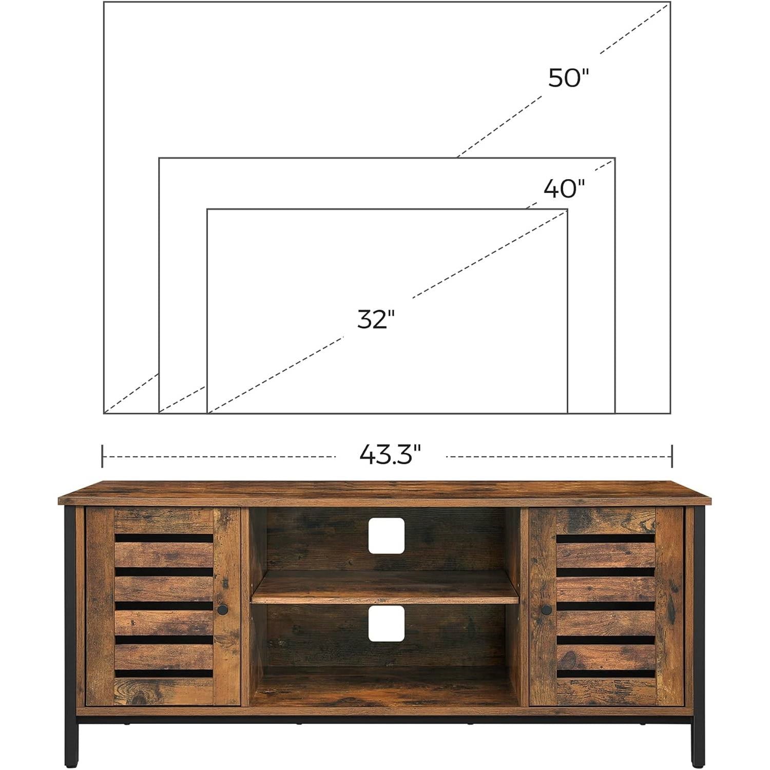 Modern Mid-Century Industrial Metal Wood TV Stand for TV up to 50-inch-4