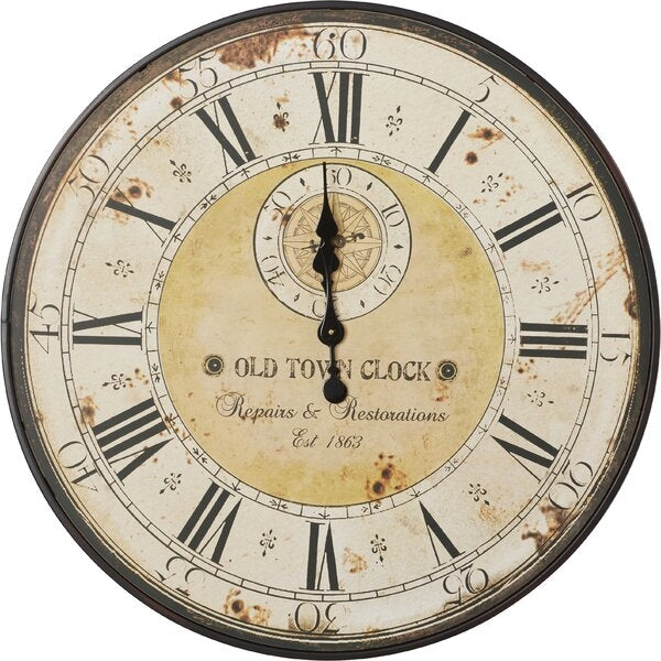 Vintage Oversized Distressed Metal Wall Clock-0