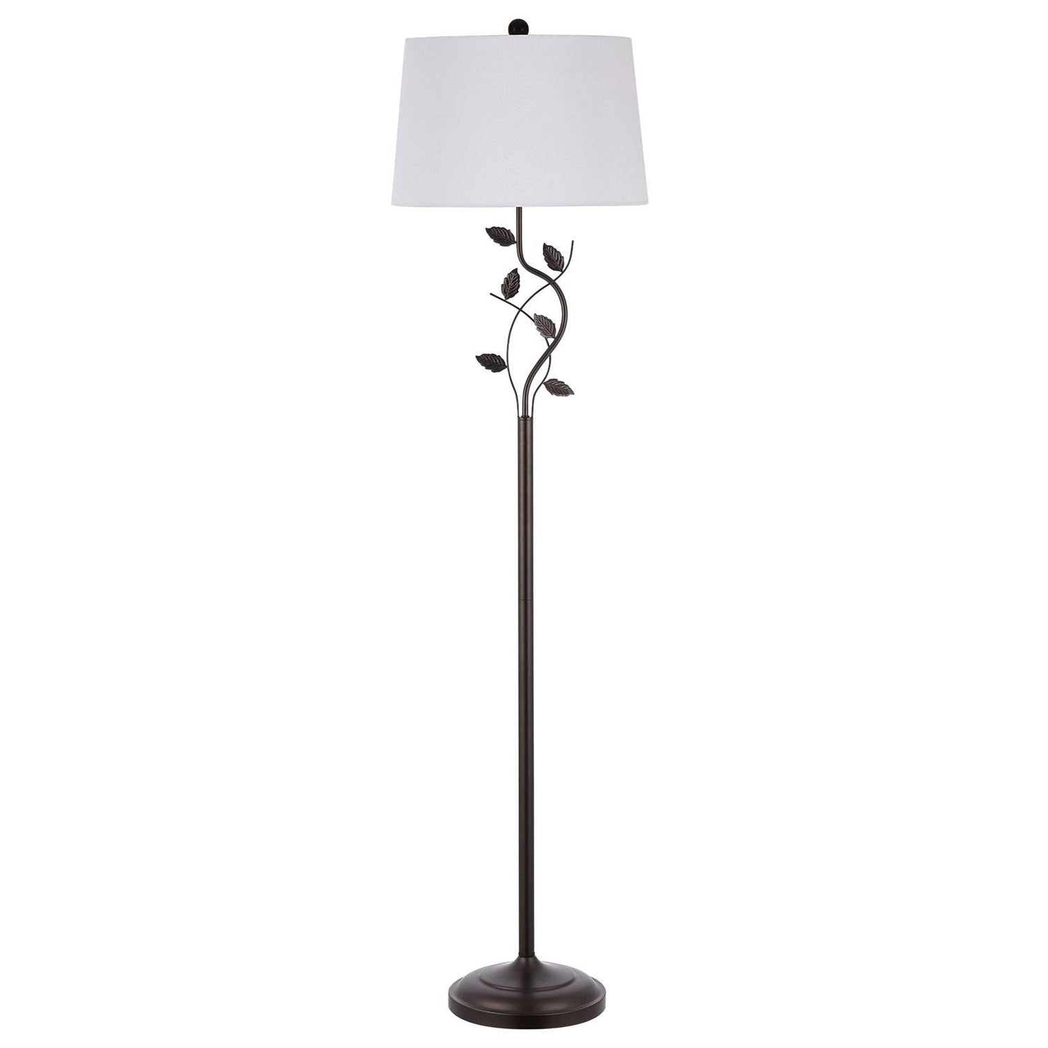 Vine Leaves Floor Lamp in Bronze Finish with White Shade-2