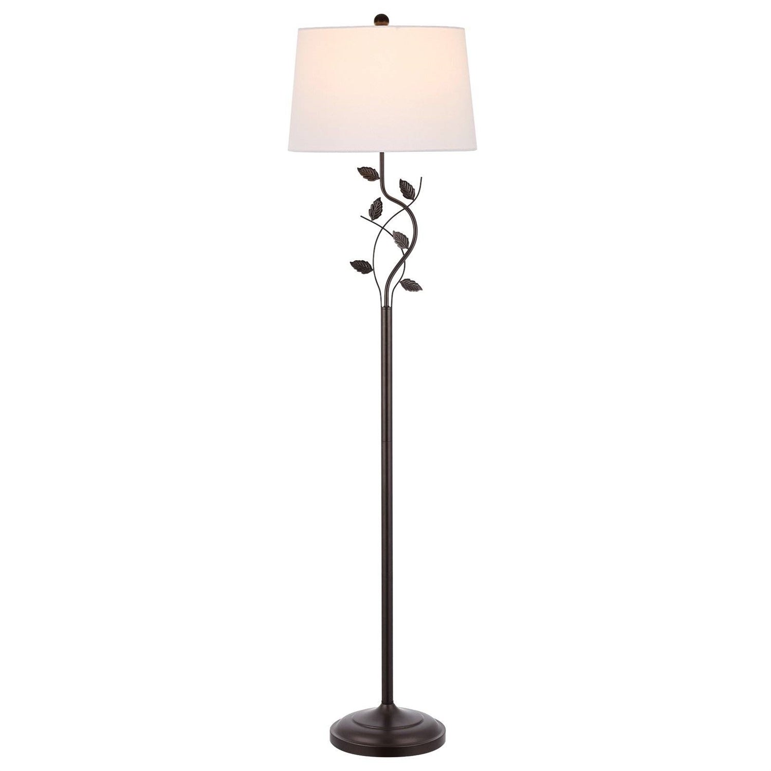 Vine Leaves Floor Lamp in Bronze Finish with White Shade-3