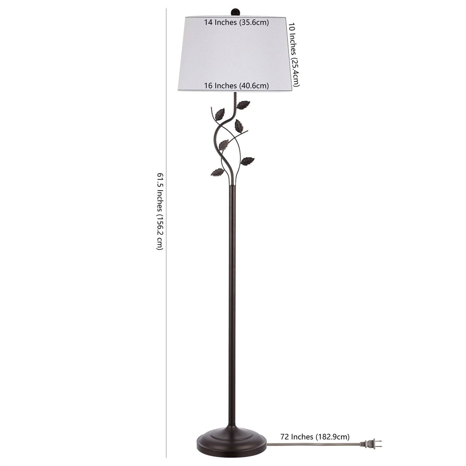 Vine Leaves Floor Lamp in Bronze Finish with White Shade-4