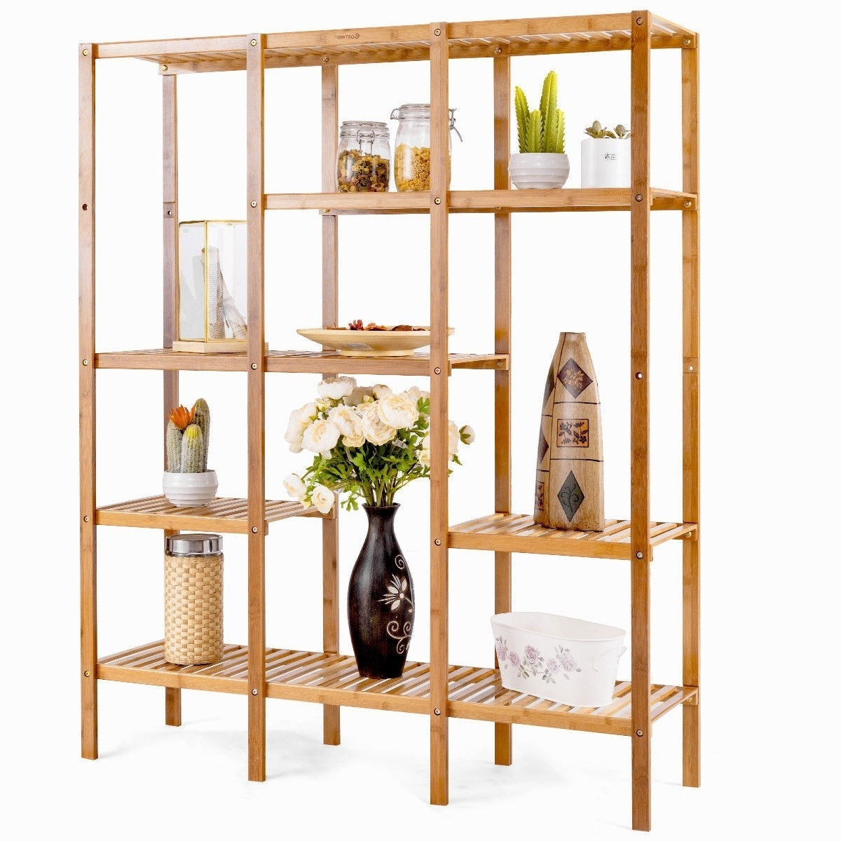 Eco-Friendly Bamboo 4-Shelf Bookcase Storage Rack-0