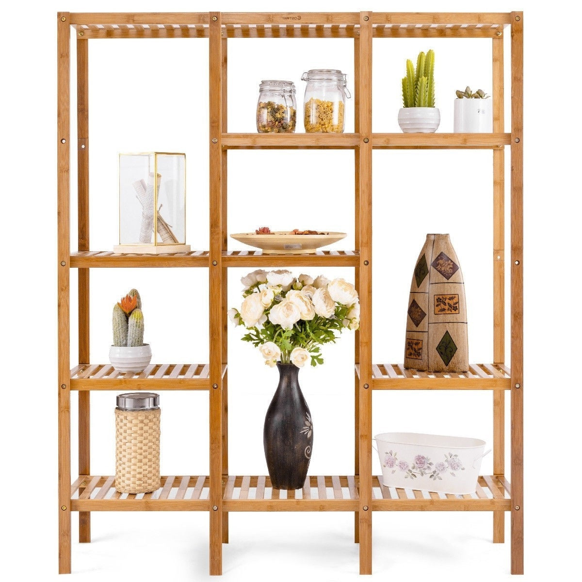 Eco-Friendly Bamboo 4-Shelf Bookcase Storage Rack-2