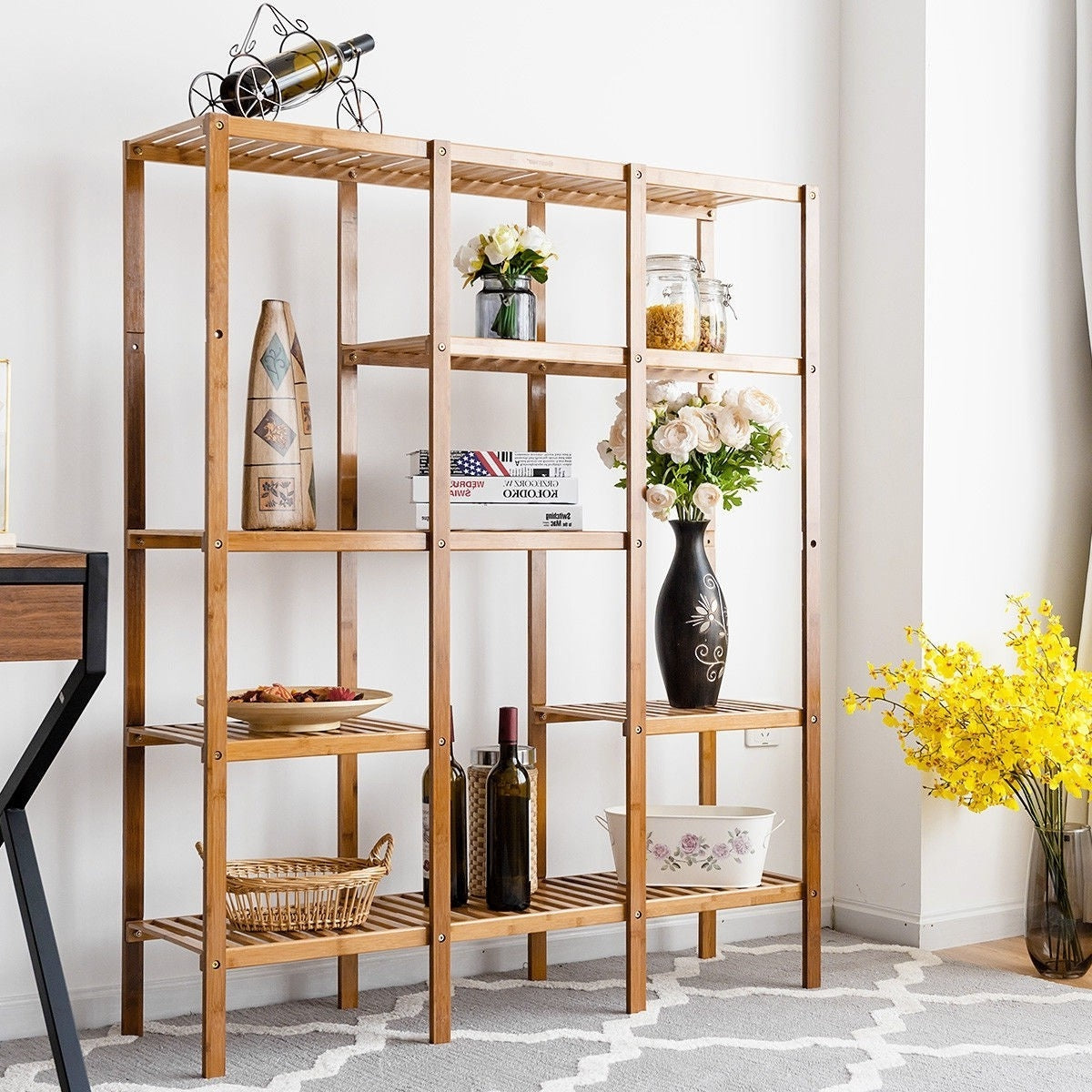 Eco-Friendly Bamboo 4-Shelf Bookcase Storage Rack-4