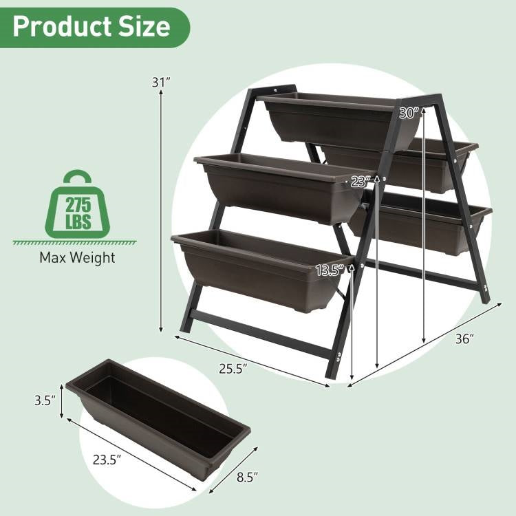 3 Tier Patio Raised Garden Bed Planter Boxes Herbs Flowers Vegetables-3