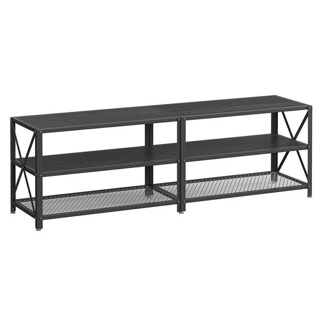 Industrial Black Metal Wood TV Stand Entertainment Center for TV up to 70-inch-1