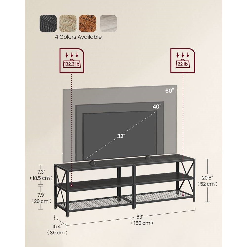 Industrial Black Metal Wood TV Stand Entertainment Center for TV up to 70-inch-4