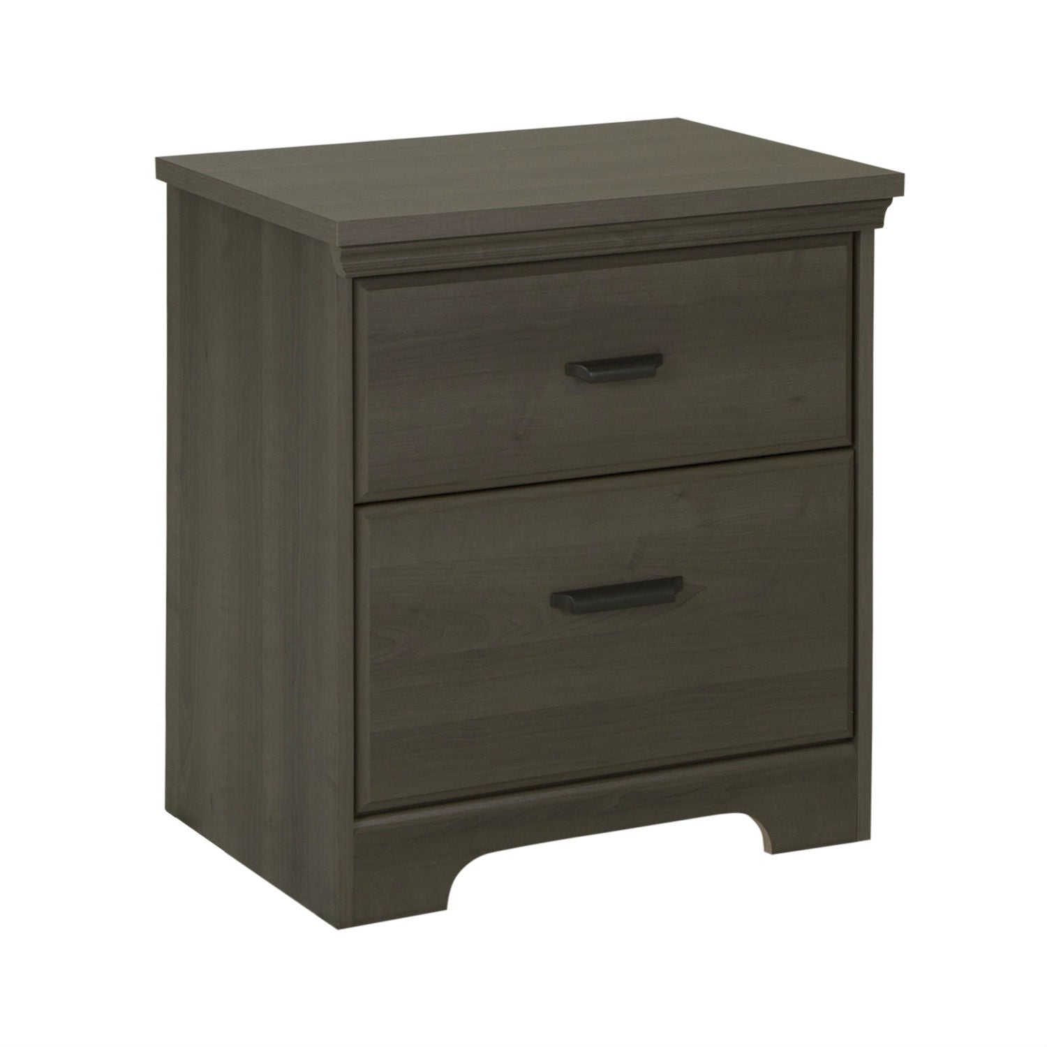 2-Drawer Bedroom Nightstand in Gray Maple Wood Finish-1