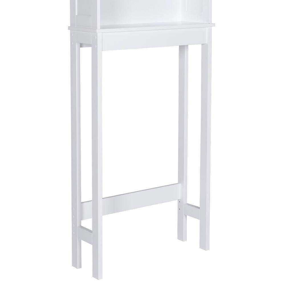 Over the Toilet Bathroom Storage Cabinet Shelving Unit in White Wood Finish-2