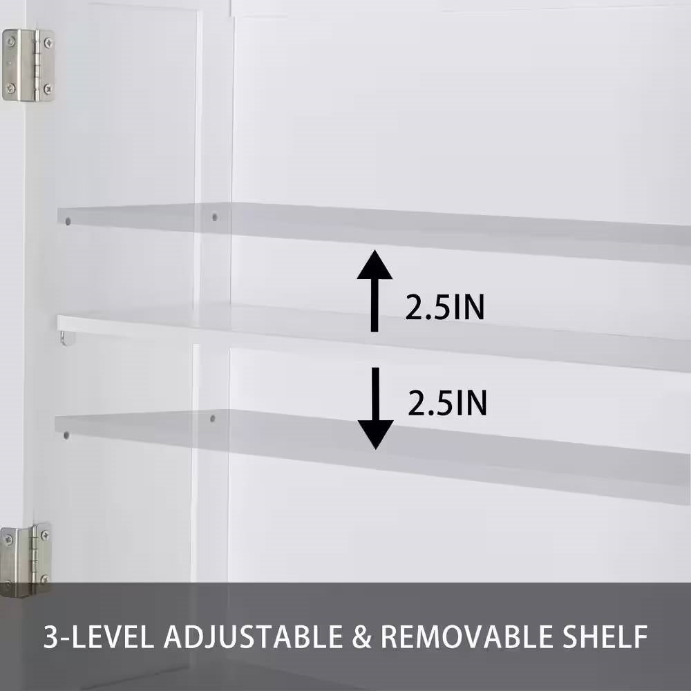 Over the Toilet Bathroom Storage Cabinet Shelving Unit in White Wood Finish-3