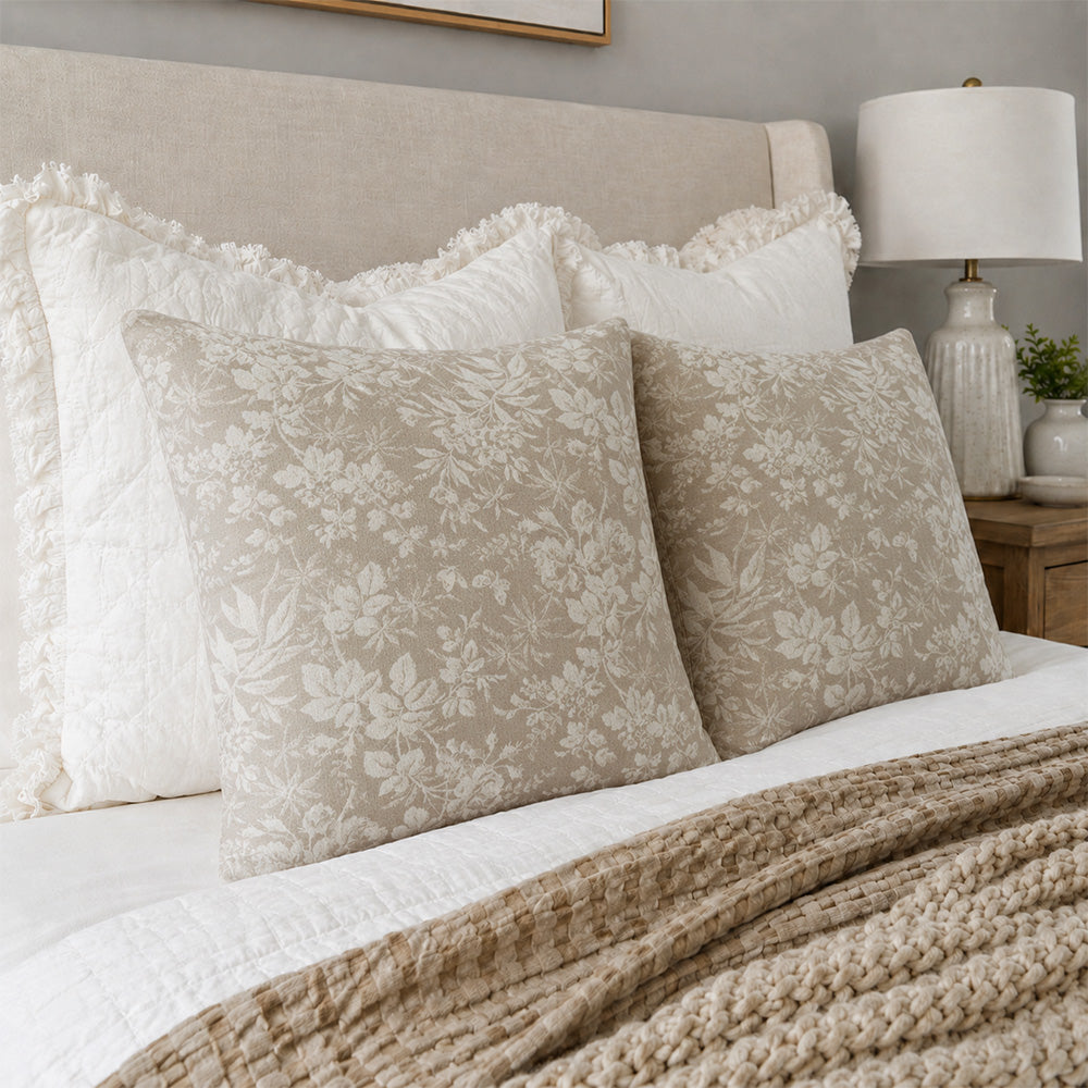 Vale Subtle Botanical Jacquard Pillow Covers