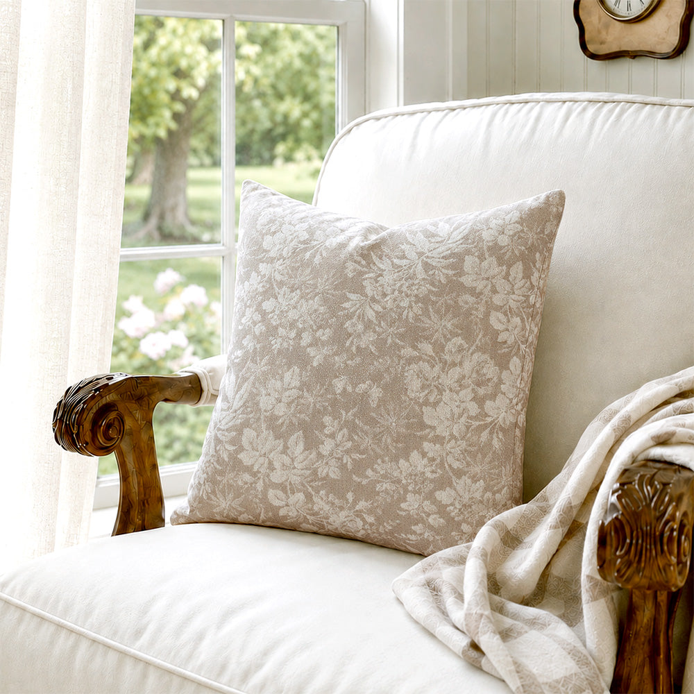 Vale Subtle Botanical Jacquard Pillow Covers