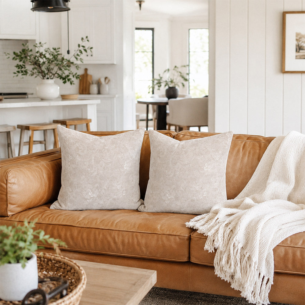 Vale Subtle Botanical Jacquard Pillow Covers
