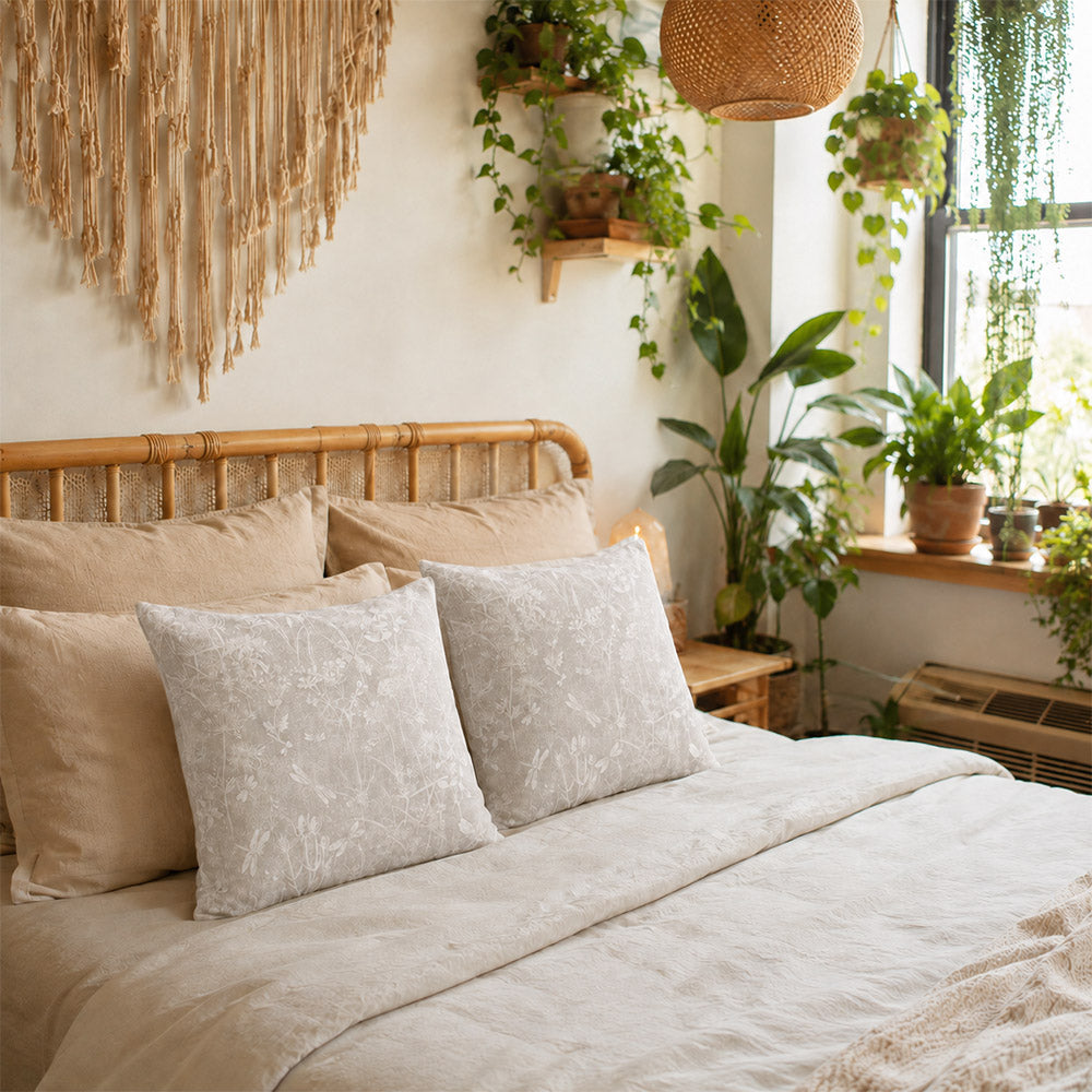 Vale Subtle Botanical Jacquard Pillow Covers