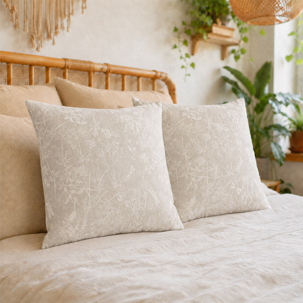 Vale Subtle Botanical Jacquard Pillow Covers