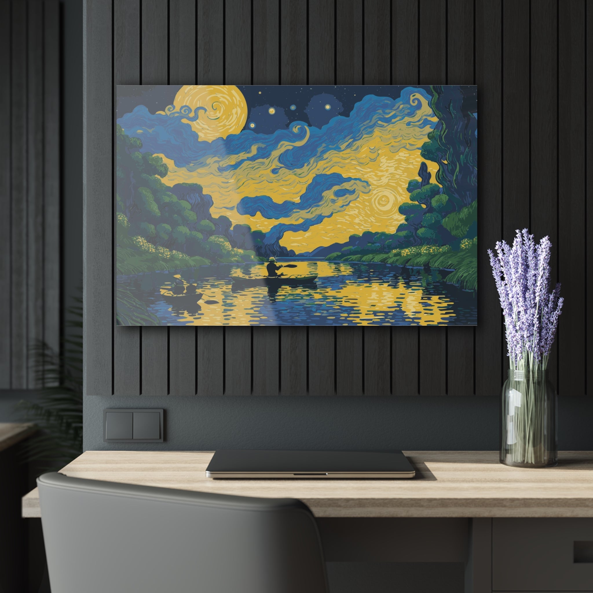 Vincent Van Gogh painting on black background