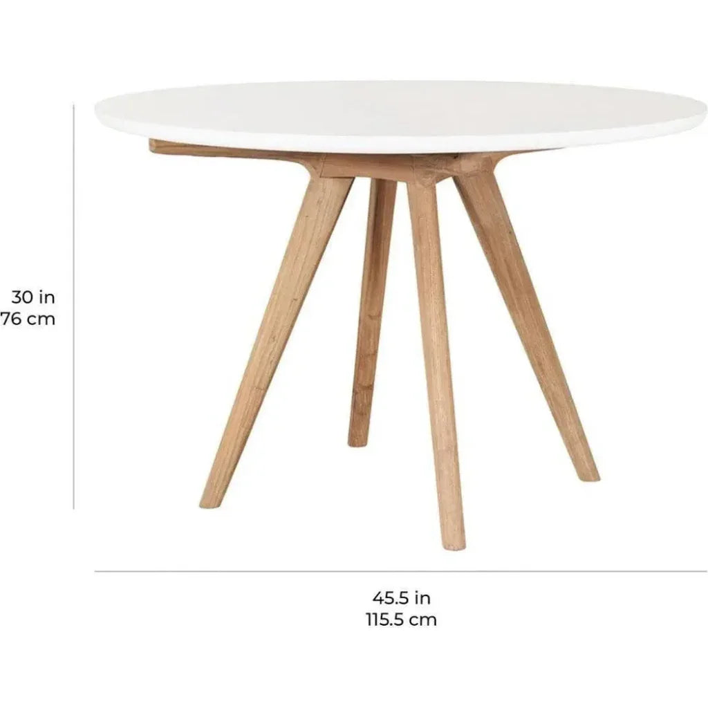 Viola White Teak & Concrete Outdoor Dining Table
