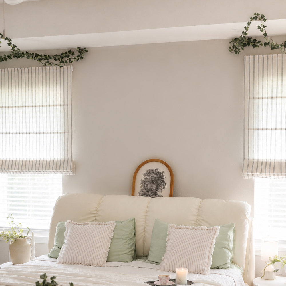Voss Pinstripe 100% Pure Linen Roman Shade