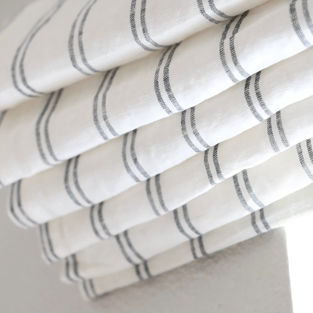 Voss Pinstripe 100% Pure Linen Roman Shade