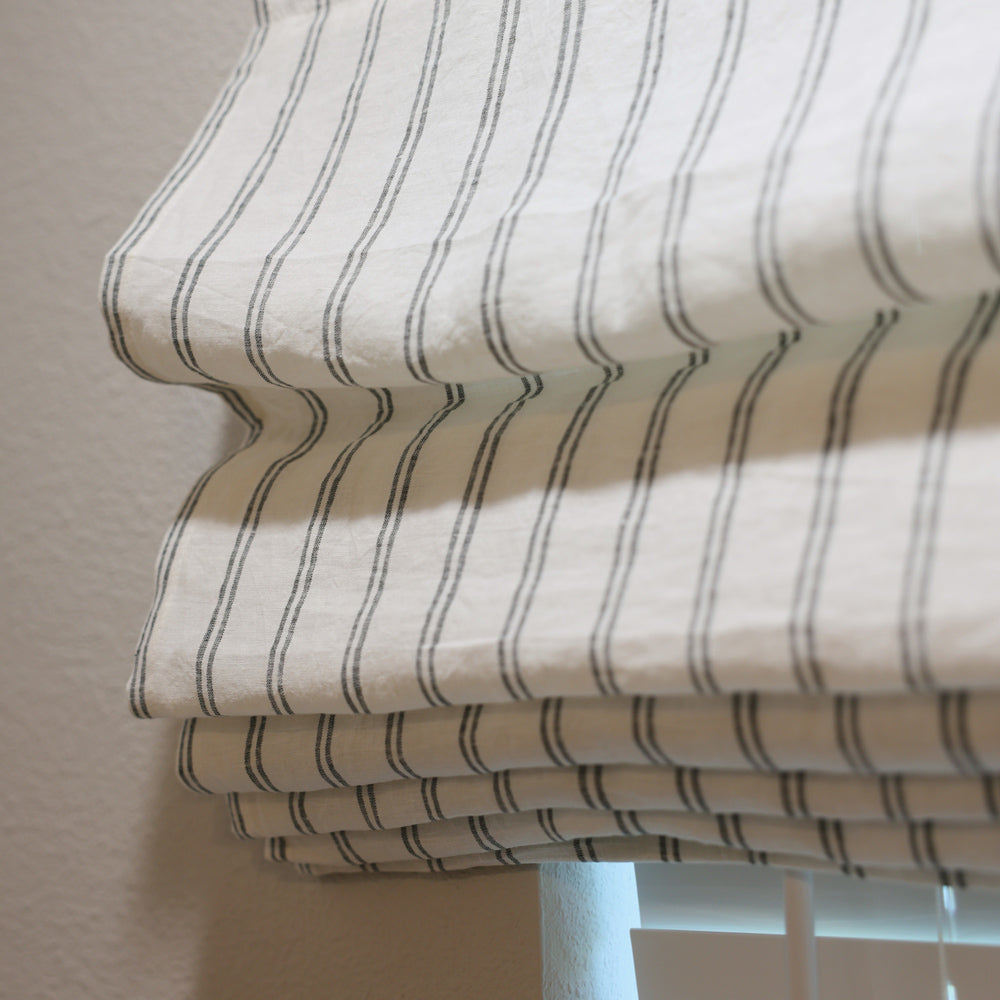 Voss Pinstripe 100% Pure Linen Roman Shade
