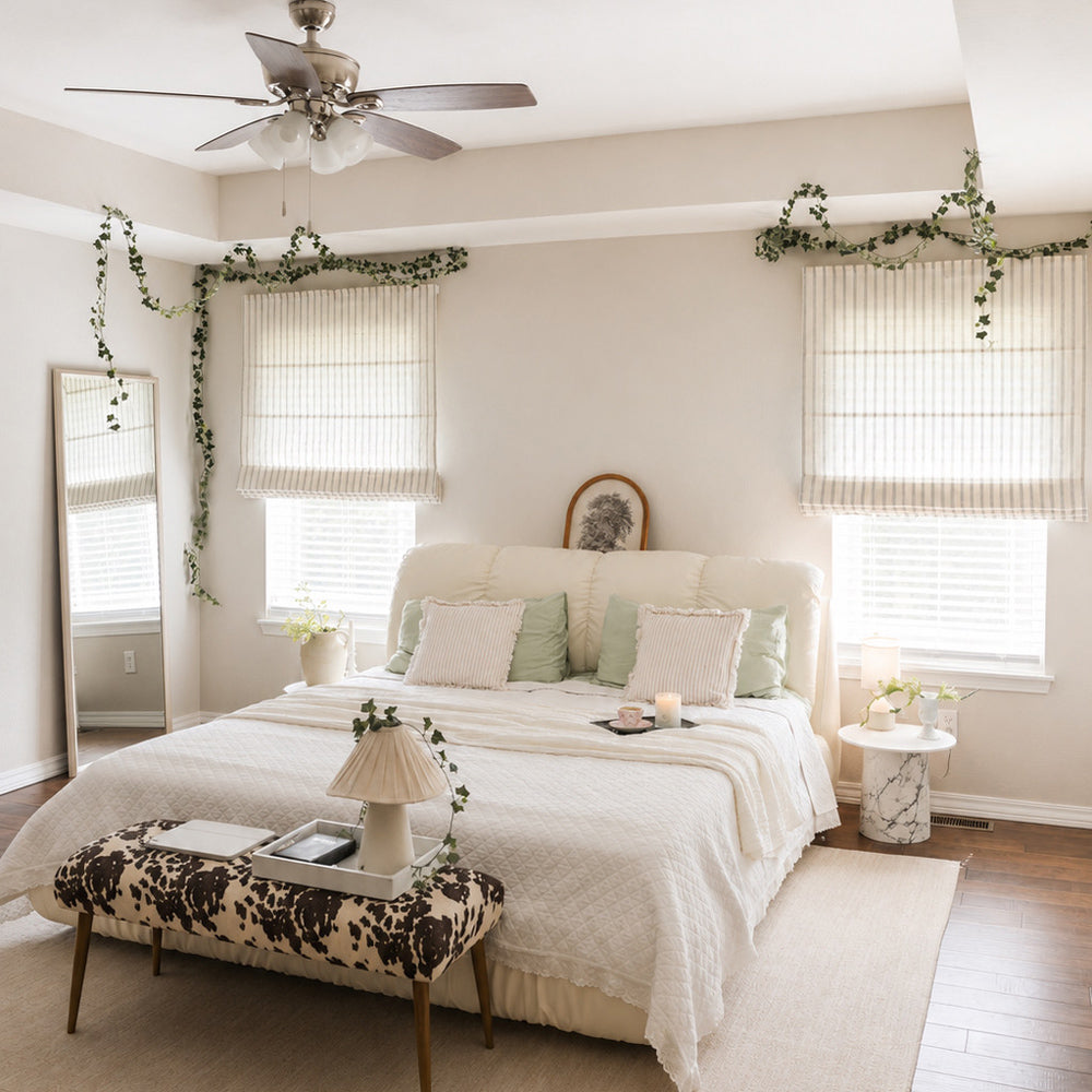 Voss Pinstripe 100% Pure Linen Roman Shade