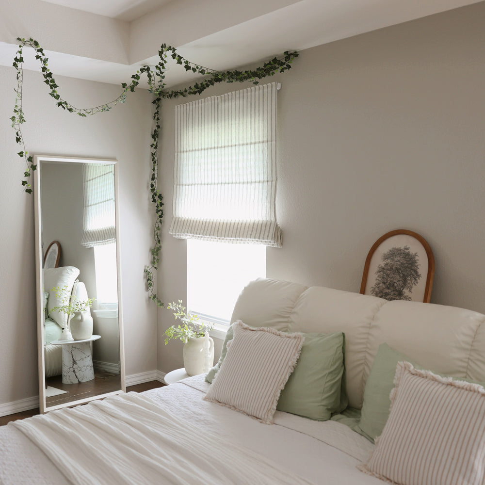 Voss Pinstripe 100% Pure Linen Roman Shade