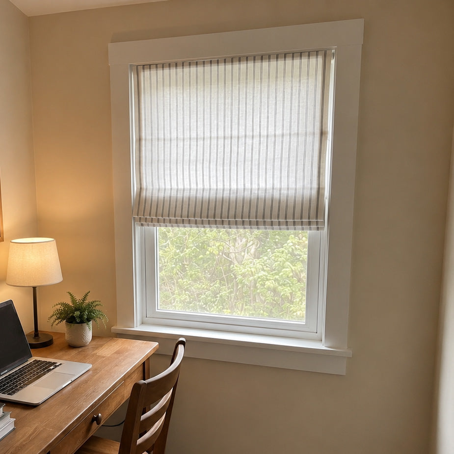 Voss Pinstripe 100% Pure Linen Roman Shade