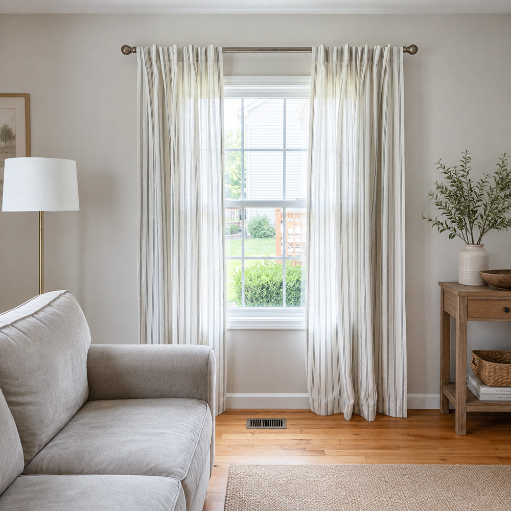 Voss Vertical Striped Pure Linen Curtains