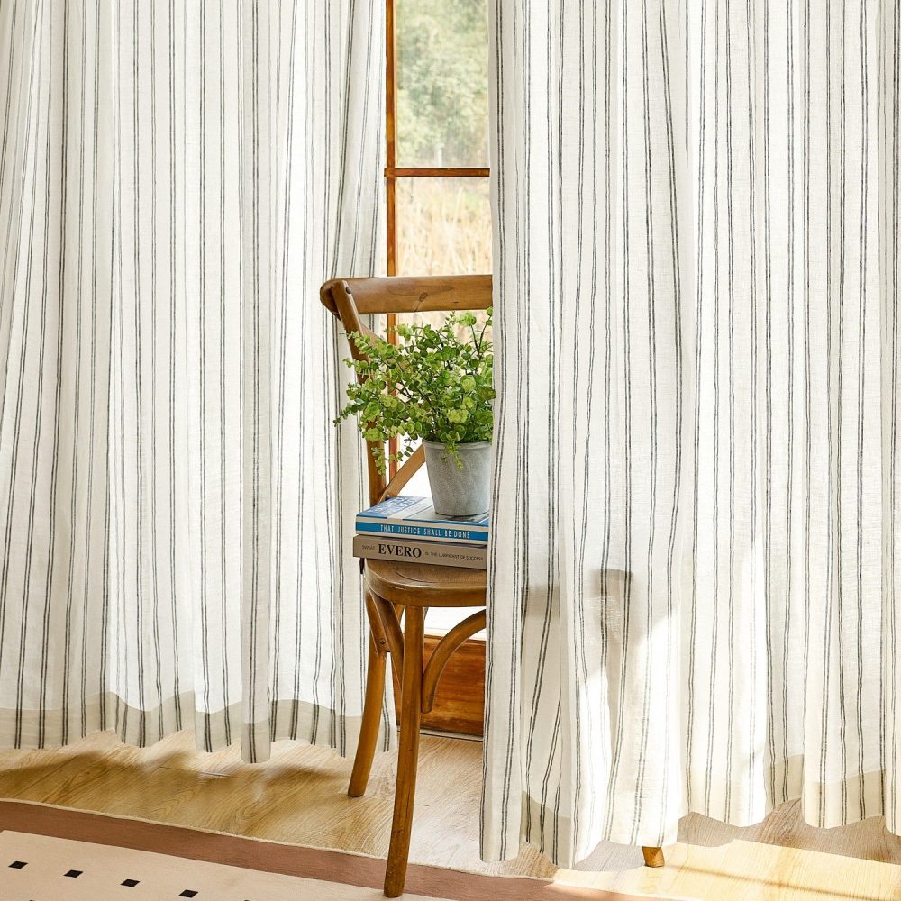 Voss Vertical Striped Pure Linen Curtains