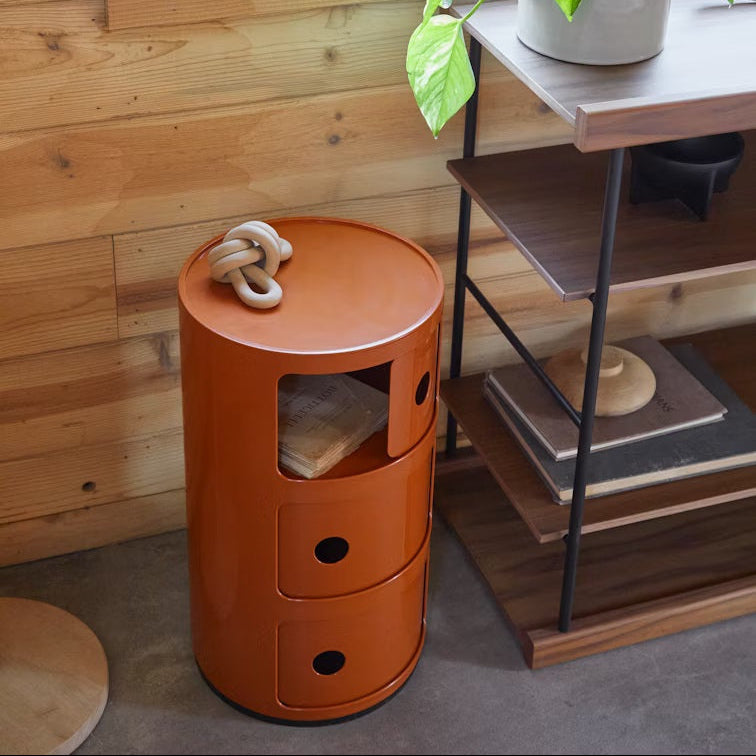 Yellow Mailbox Style Round Nightstand, Modern Simple Plastic Locker Side Table,  Narrow Bedroom Storage Cabinet-0