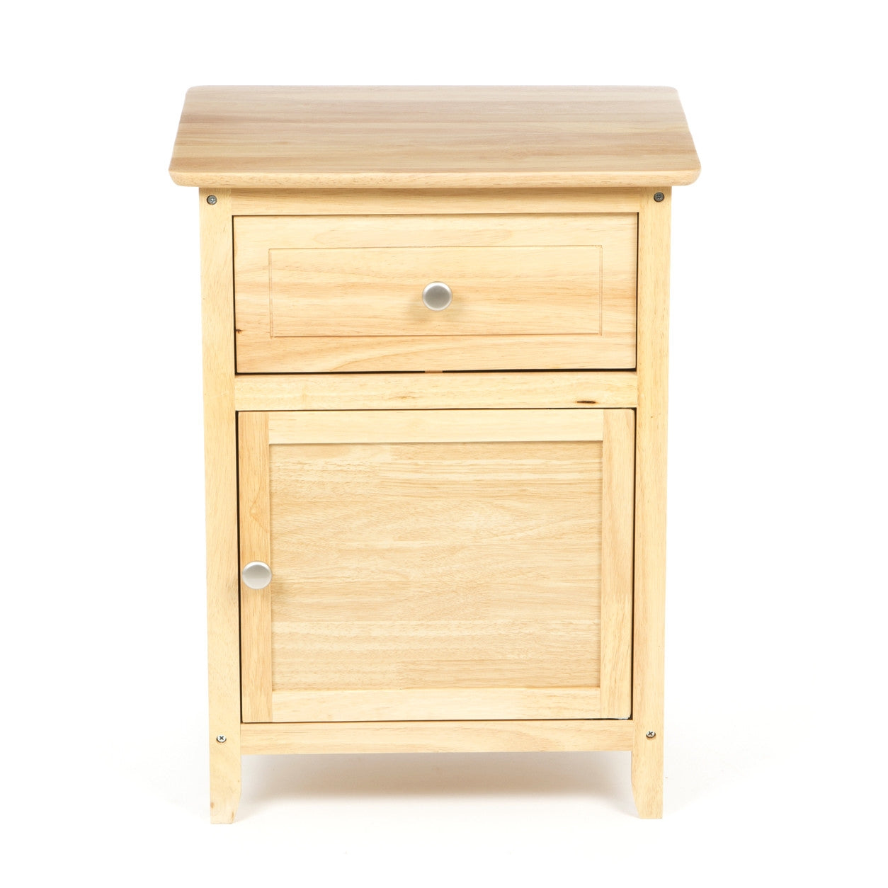 Natural Wood Finish 1-Drawer Bedside Table Cabinet Nightstand-1