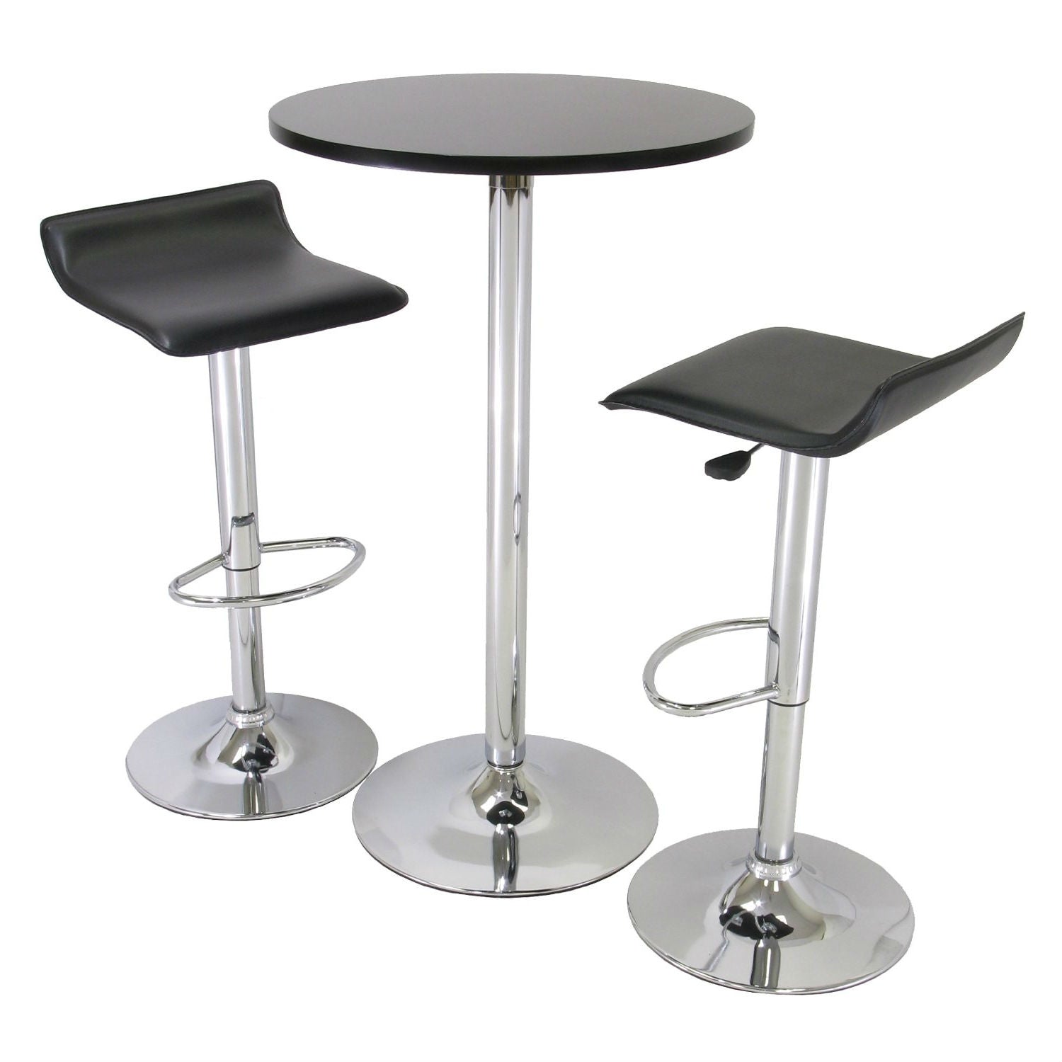 3 Piece Modern Dining Set with Bistro Table and Two Stools-0