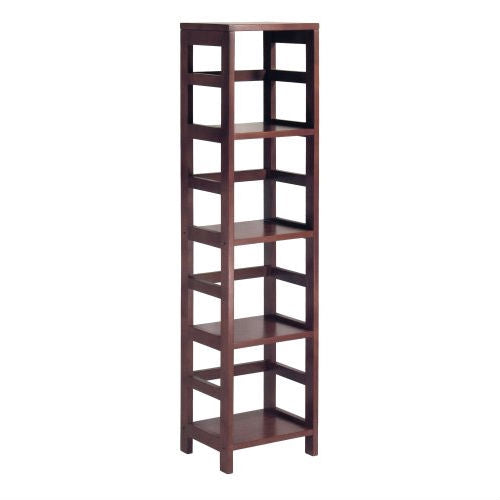 4-Shelf Narrow Shelving Unit Bookcase Tower in Espresso-0