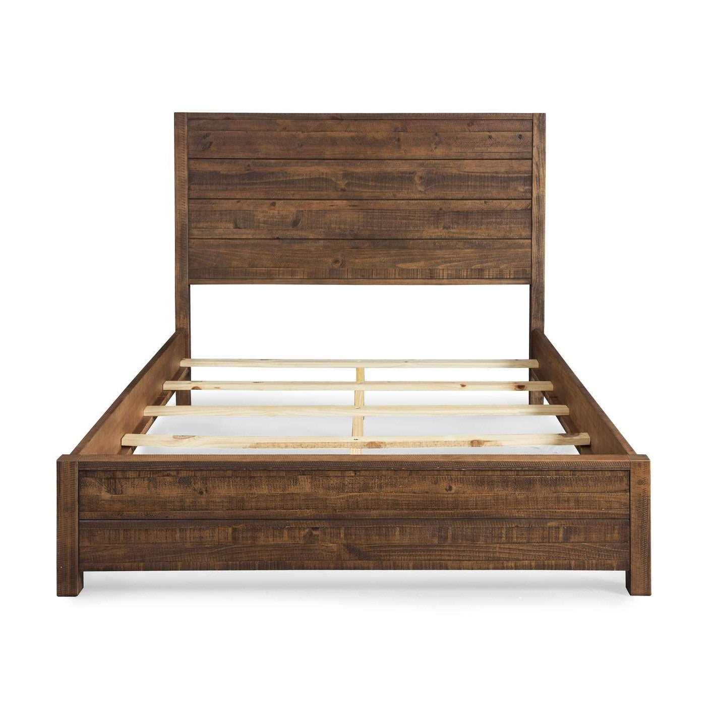 FarmHome Walnut Solid Pine Platform Bed in Queen Size-1