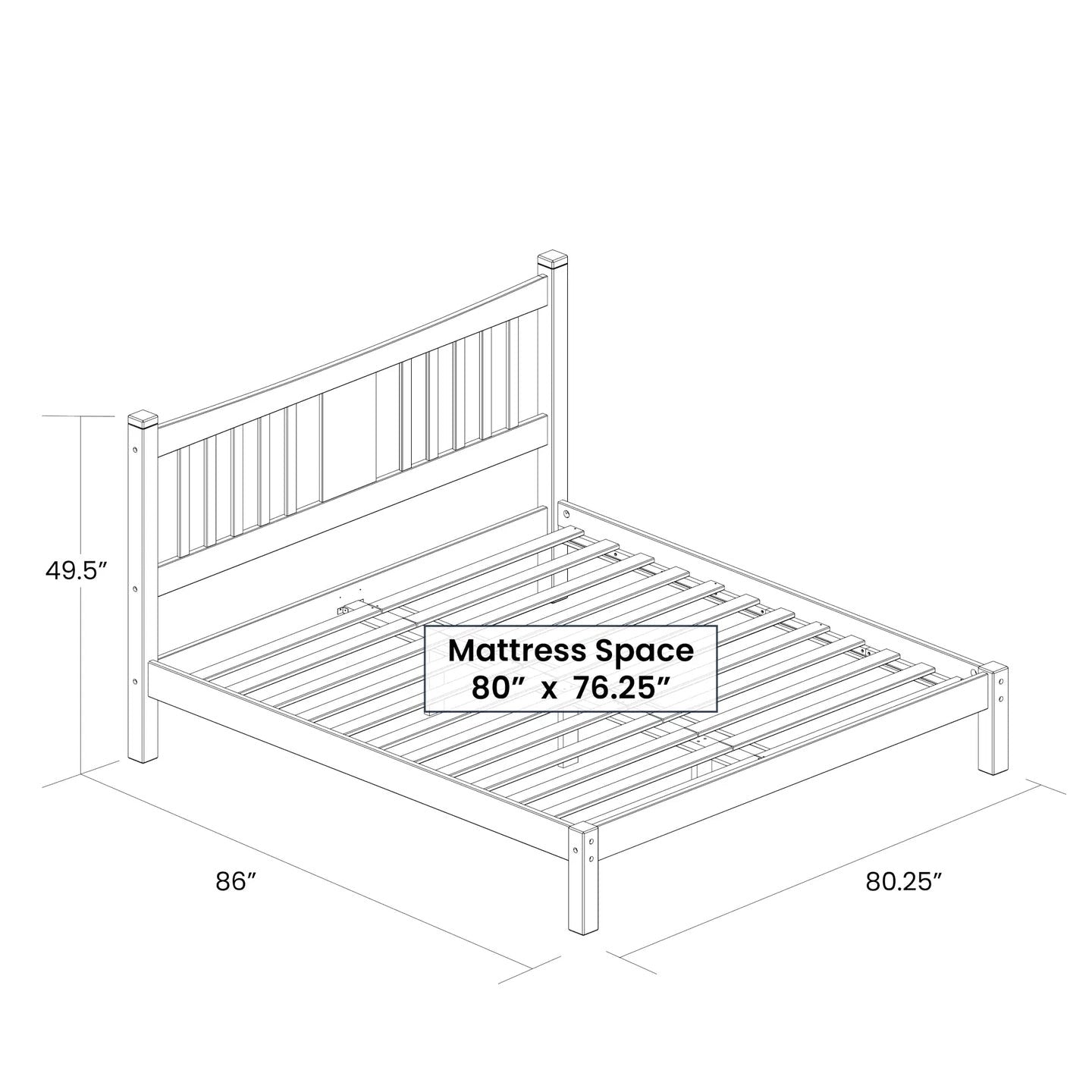 King Farmhouse Style Solid Wood Platform Bed Frame with Headboard in Walnut-3