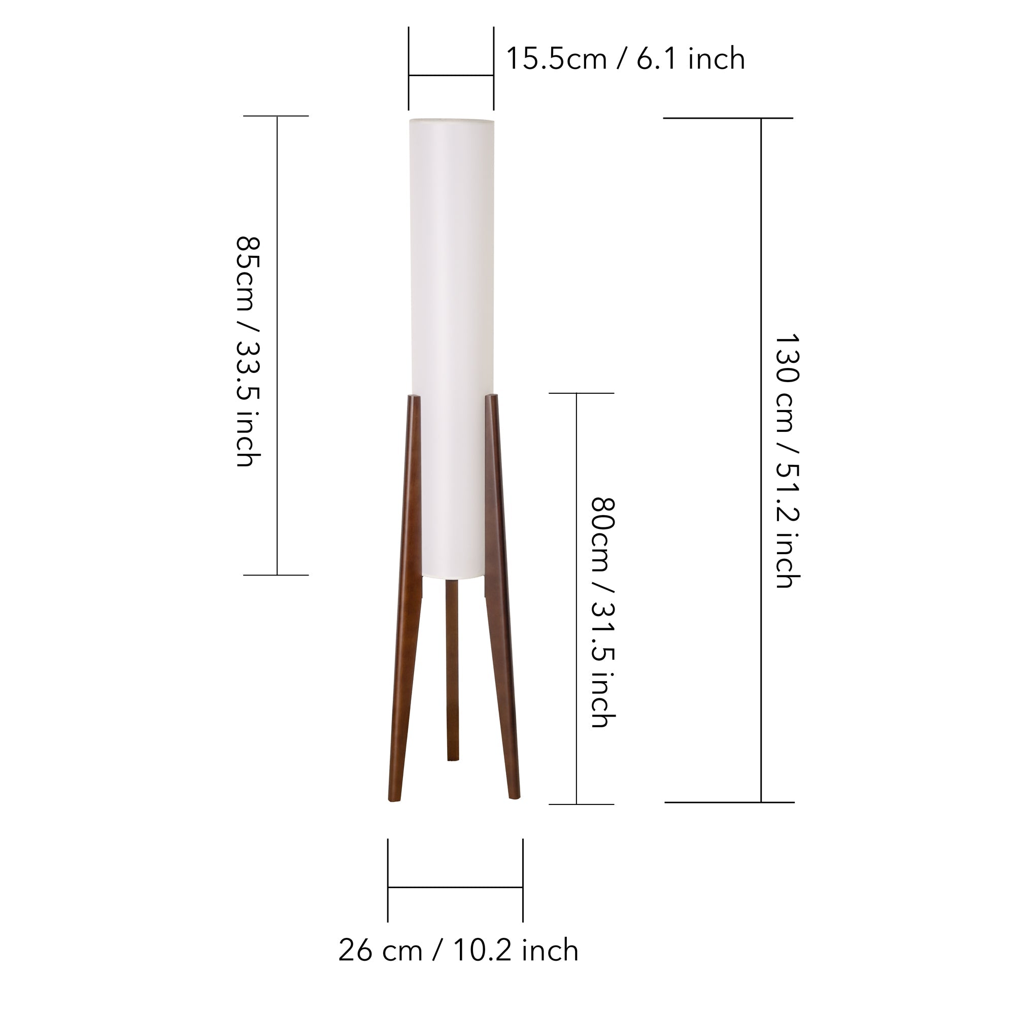 Modern Cylinder Floor Lamp with Wooden Tripod Legs