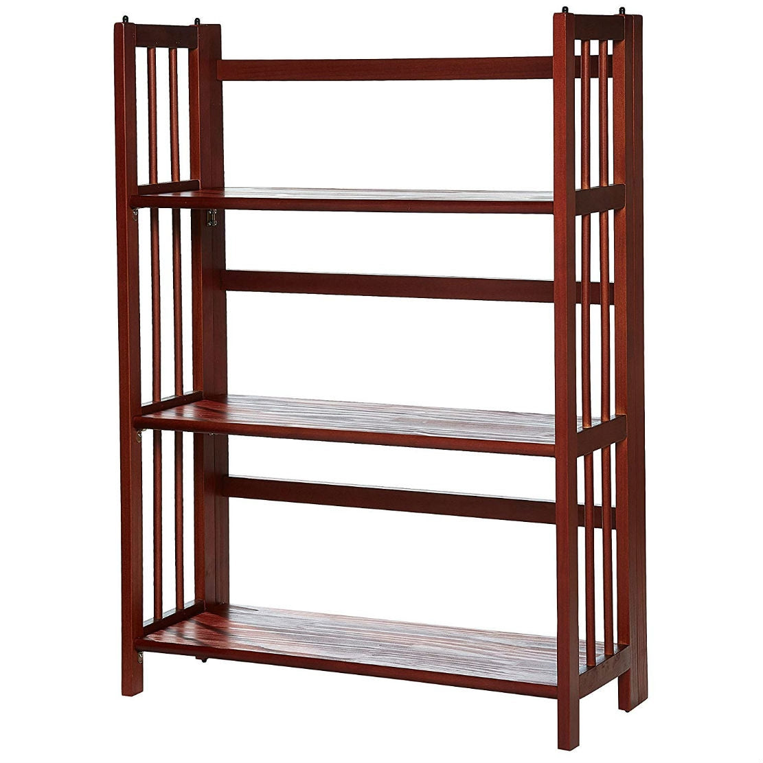 3-Shelf Folding Storage Shelves Bookcase in Walnut Wood Finish-0