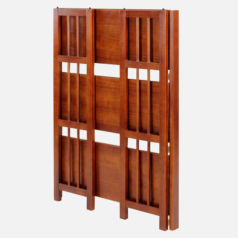 3-Shelf Folding Storage Shelves Bookcase in Walnut Wood Finish-3