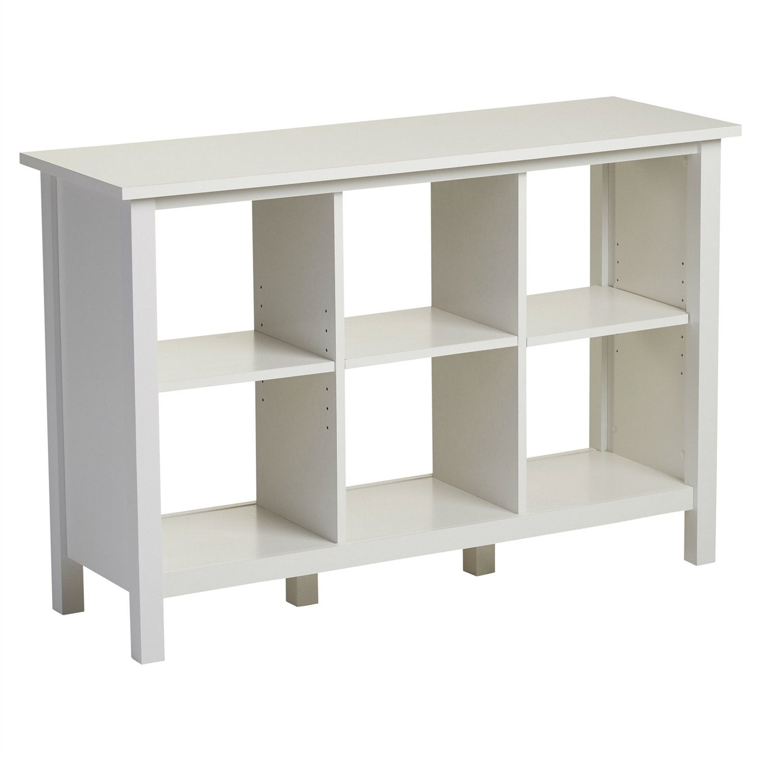 Adjustable Shelf 6-Cube Bookcase Storage Unit Sideboard in White-0