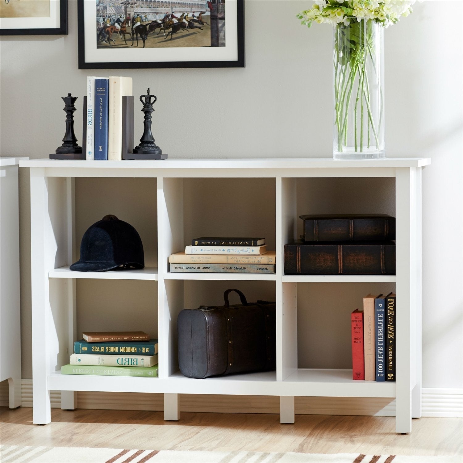 Adjustable Shelf 6-Cube Bookcase Storage Unit Sideboard in White-1